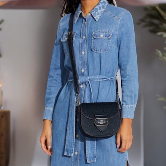 Coach Handbags - Coach Morgan Saddle Bag In Signature Leather COLOR:
Gunmetal/Midnight Navy